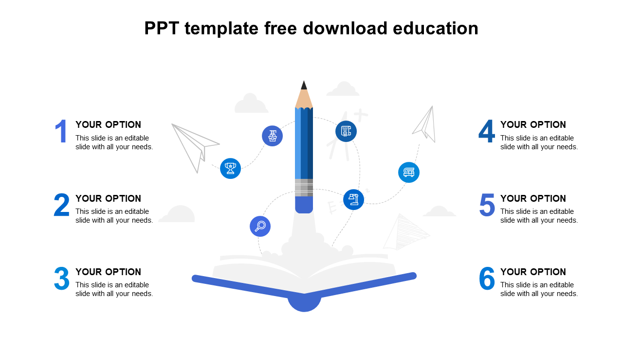 ppt template free download education-blue